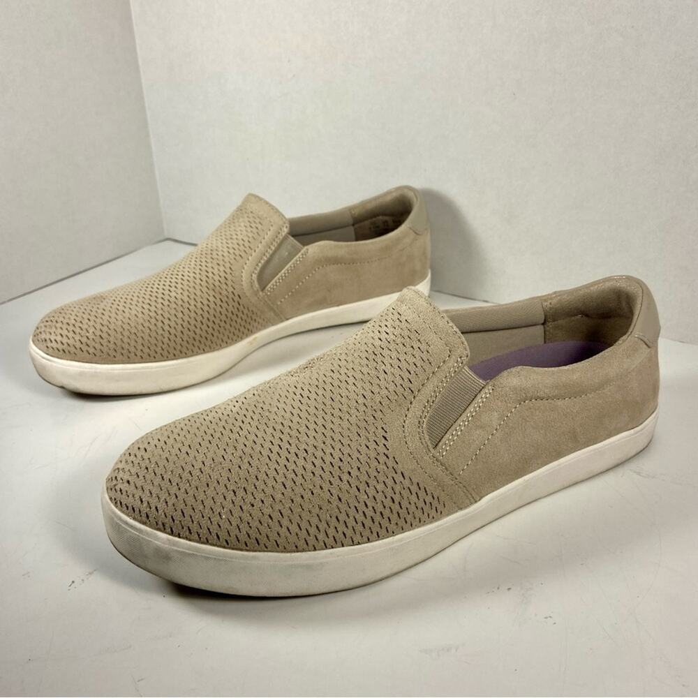 Dr. Scholls Shoes Madison‎ Slip On Sneakers Taupe Suede Perforated 9.5M